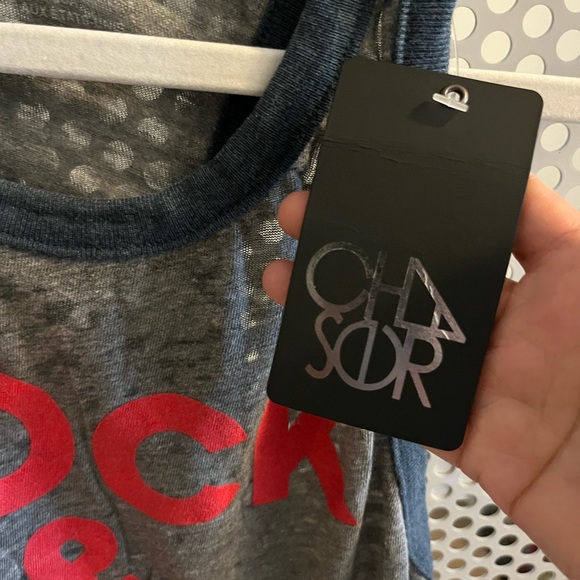 Chaser Rock & Roll USA Racerback Tank Top Size Medium in Grey and Red Font NWT - Picture 8 of 9